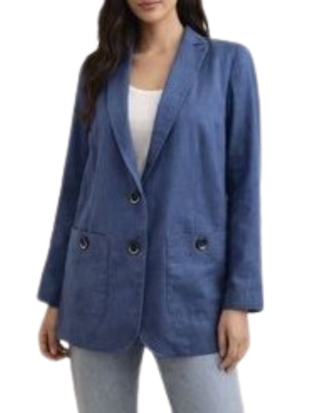 Coastal Linen Blend Blazer Universal Standard Casual Jacket, Blue Size M